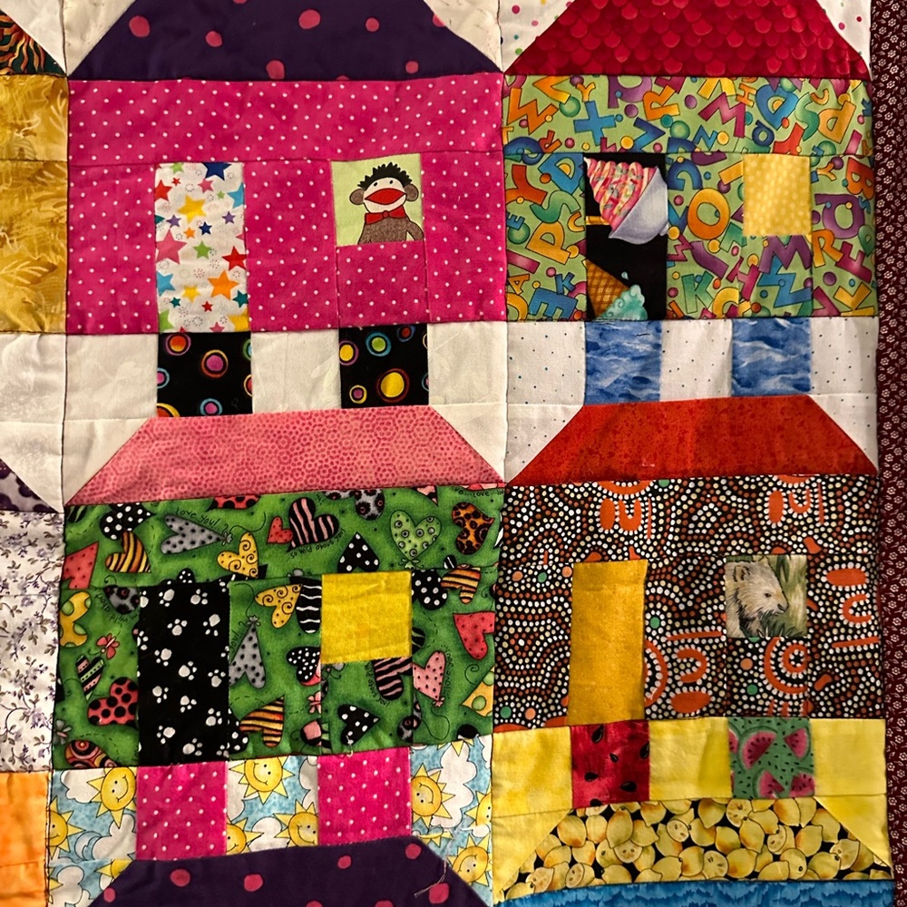 Handmade quilt, 86 x 52, vintage design - Picture 3 of 10